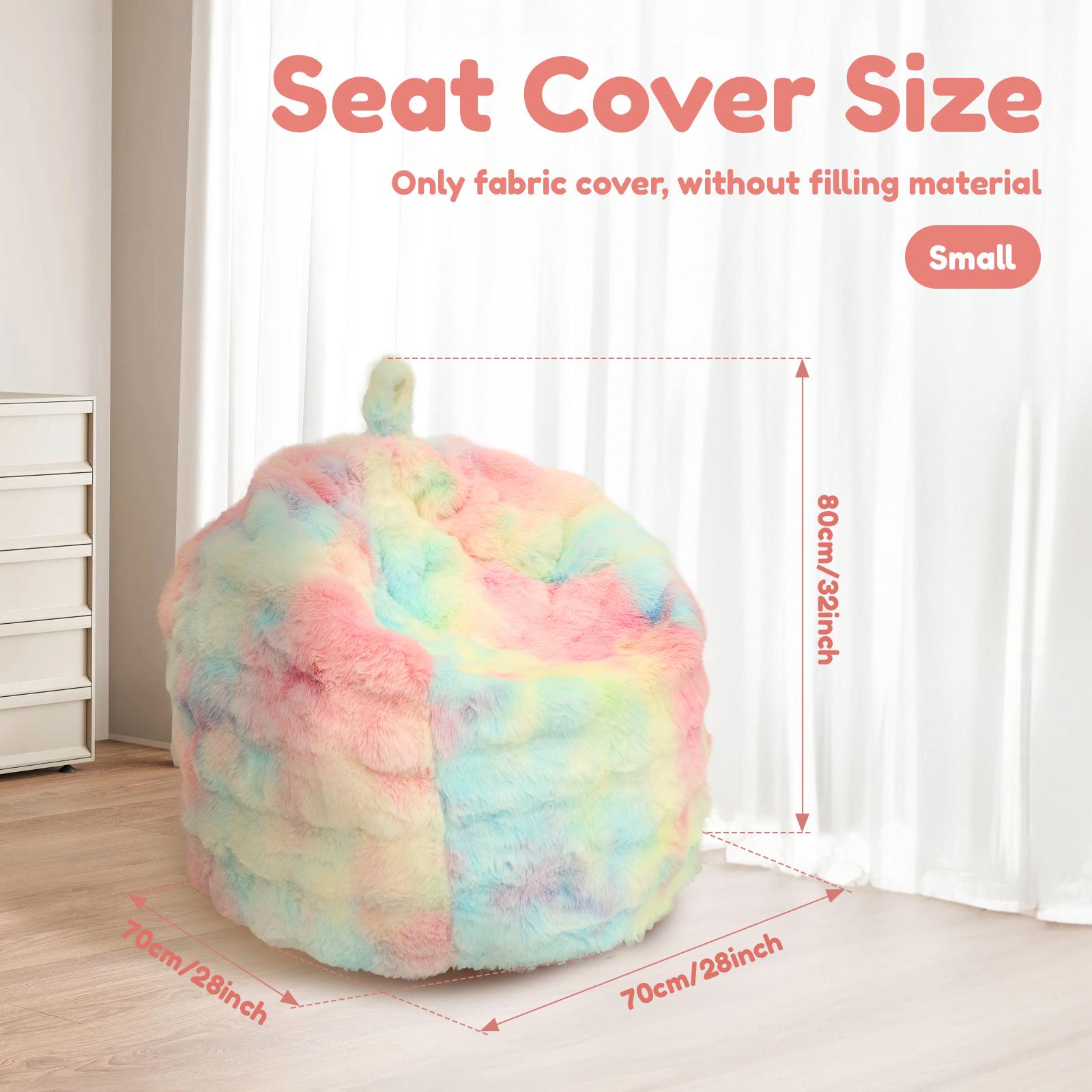 

Plush Bean Bag Chair Cover Faux Rabbit Fur Stuffed Animal Storage Bean Bag with Handle Soft Comfortable Sofa Cover Home Decor