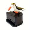 Charming Woodpecker Automatic Toothpick Dispenser Easy Press & Pop-Up Durable ABS Resin Black Base With White Golden Bird
