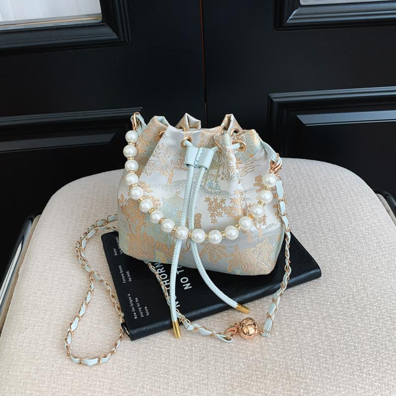 Pearl Stylish Elastic Drawstring Trend-forward Crossbody and Shoulder Bag for Carrying Water Buckets