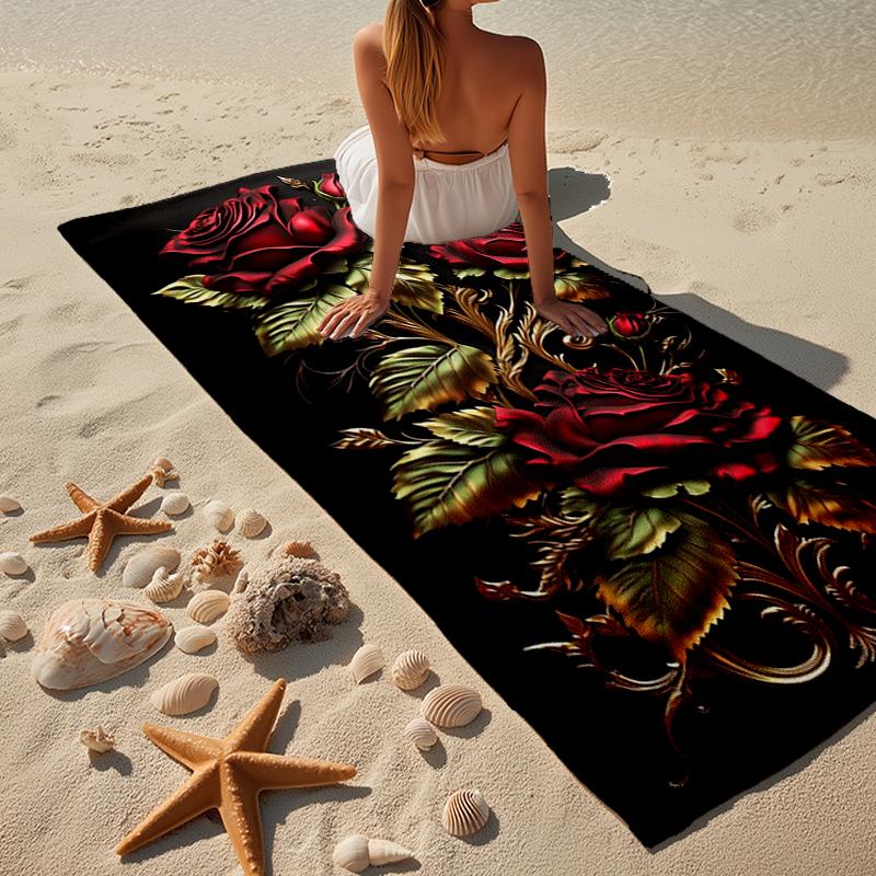 Gothic Rose Artwork Beach Towel, Super Soft Microfiber, Gift for Her/Him, Birthday, for Pool, Beach, Travel, Home Decor Fan gifts