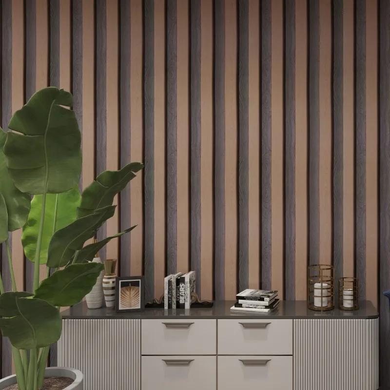 3D Retro Imitation Grille Wood Grain Wallpaper Living Room Background Wall Restaurant PVC Personalized Wallpaper