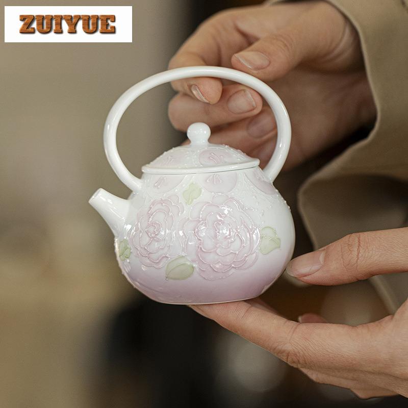 120ml Hand-painted Rose Handle Bead Curtain Teapot Luxury Tea Infuser Pot Tea Making Kettle With Strainer Tea Items Decoration