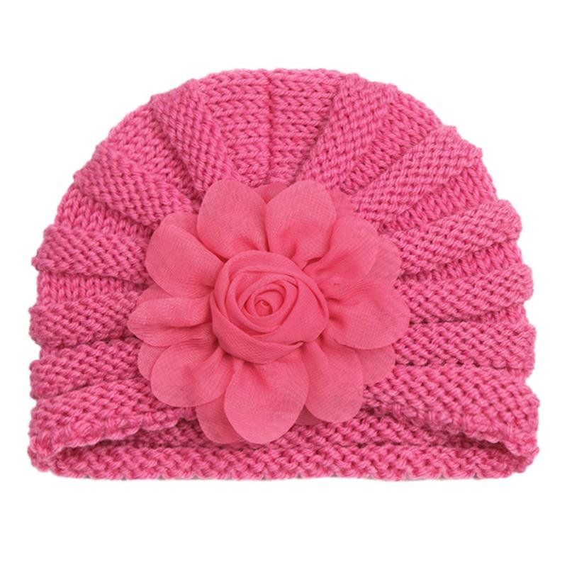 Autumn and winter new baby wool flower hat, children's warm flower pullover hat, baby hat