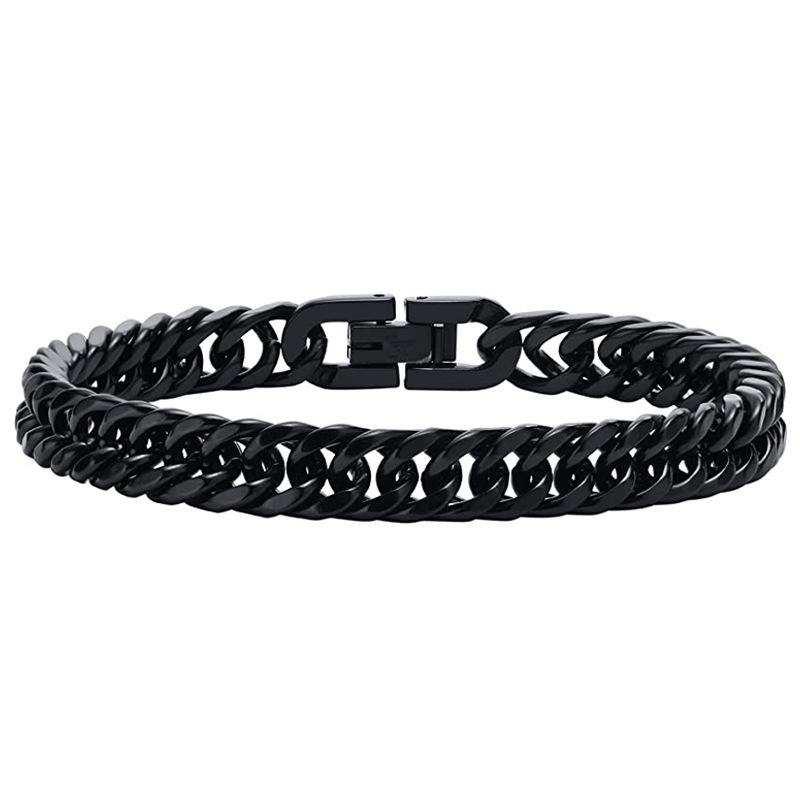 Unisex Stainless Steel Polished Cuban Bracelet - Double Woven, Cool Style, Jewelry Buckle