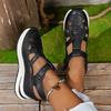 Women's White Platform Sandals Thick Sole Wedge Heels Hook-and-loop Strap Faux Cover Rubber Sole Strappy Summer Shoes