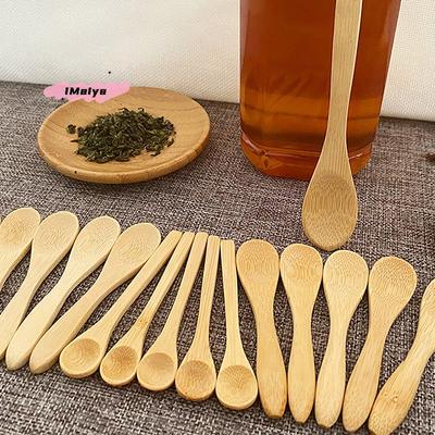 5Pcs Bamboo Wooden Honey Spoon Eco-Friendly Kitchen Tableware Condiment Scoop Coffee Dessert Teaspoon for Household Use