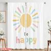 2pcs 2D Flat Printing Curtain Happy Sun Watercolor Polyester Without Electricity All Season Party & Holiday Decor Perfect for