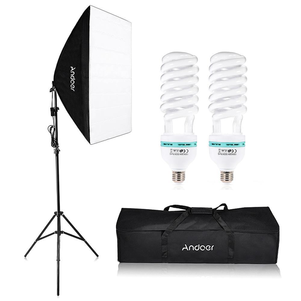 Photography Studio Cube Umbrella Softbox Light Lighting Tent Kit Photo Video Equipment 2 * 135W Bulb 2 * Tripod Stand 2