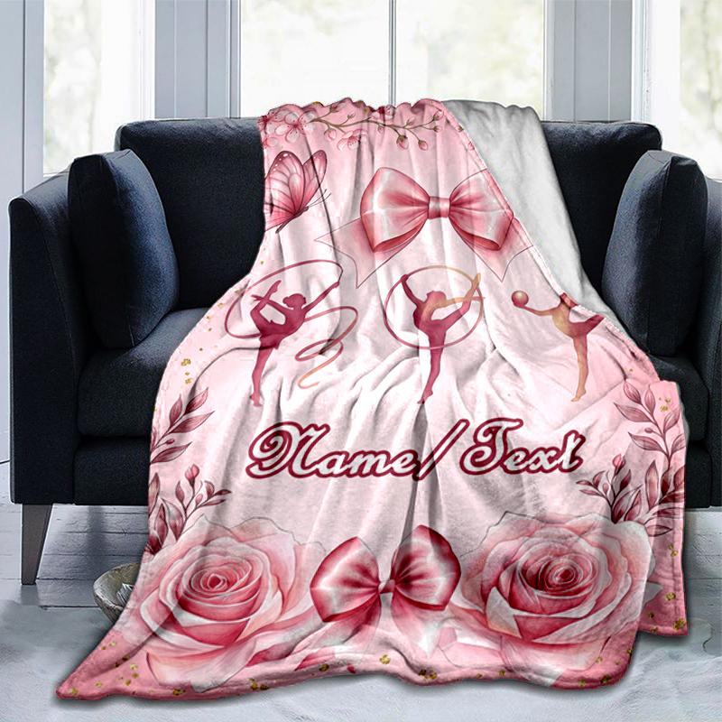 1PC Custom Name Dance,Butterflies,Roses Flannel Blanket Versatile,all-season Throw Suitable for the Living Room,bedroom,camping,travel,and Gift
