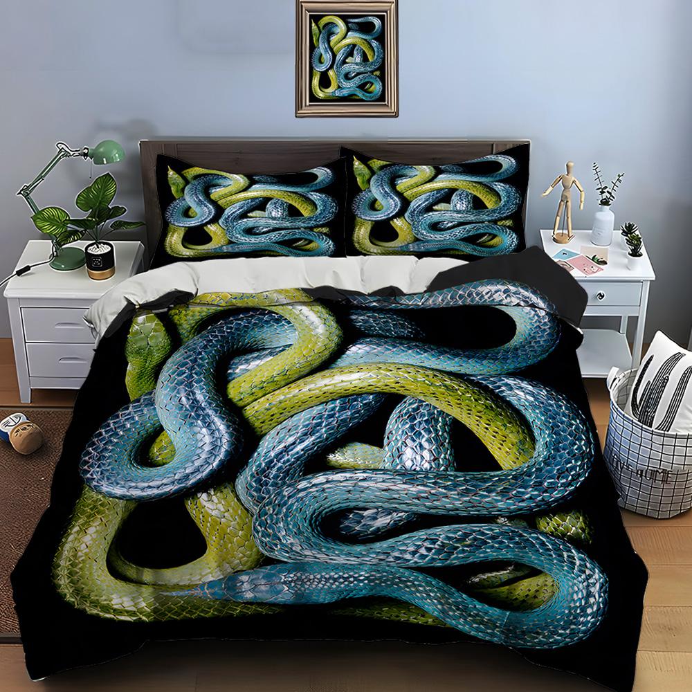10 Sizes HD Snake Print Bedding Set Duvet Cover 1 Duvet Cover 2 Pillowcases Adult and Children Bedding Set Luxury for Gifts