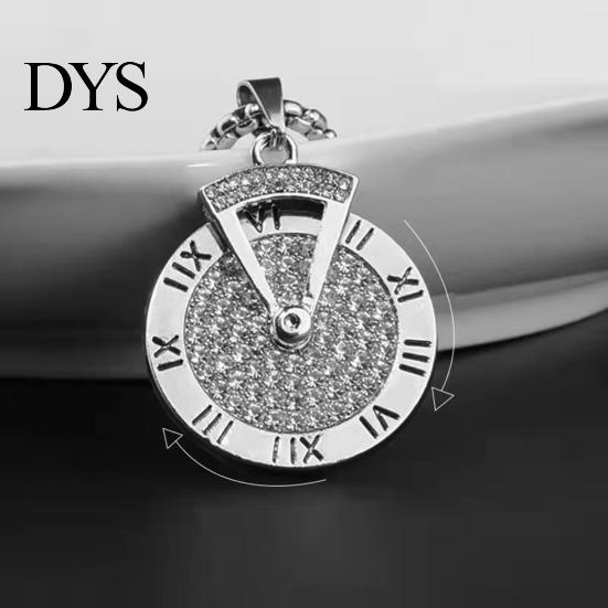Pendant Necklace Sweater Rotatable Hip Hop Hypoallergenic Gift Fashion Jewelry Men Women Roman Numerals Clock Long Chain for Party
