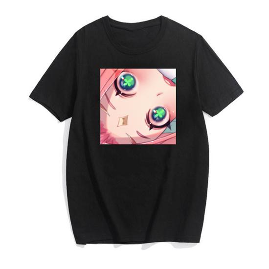 Dark Gothic Short Sleeve T-shirt Cute Cartoon Girl Streetwear Simple Casual Top Retro Loose E-Girl Summer Short Sleeve T-shirt