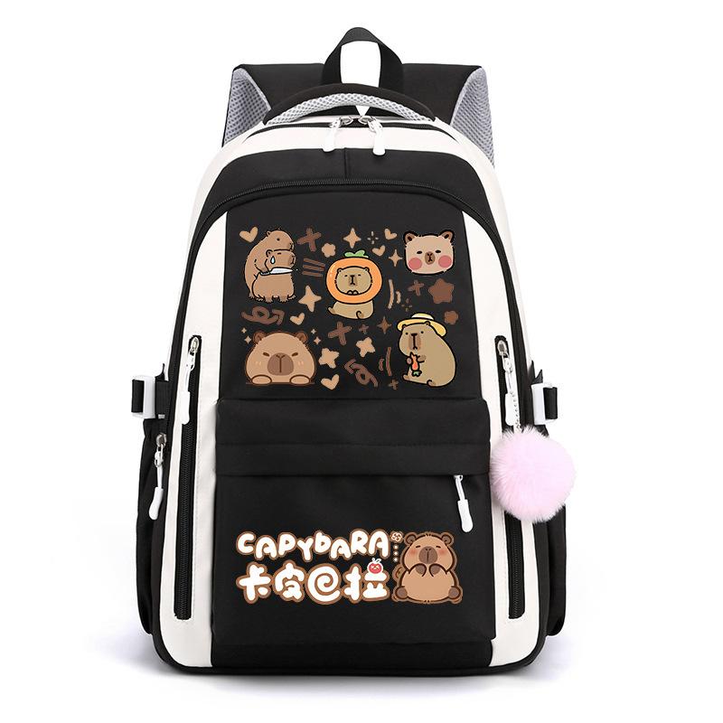 Kapibara Schoolbag New 2024 Ridge Protection Cute Men and Women High Value Cartoon Printing Large Capacity Backpack