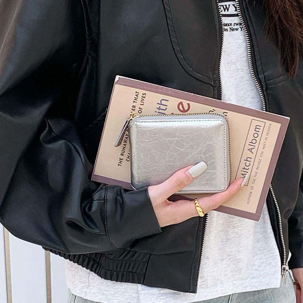 Wallets PU Zipper Wallet Korean Style Card Holder Casual Solid Color Coin Purse  Student