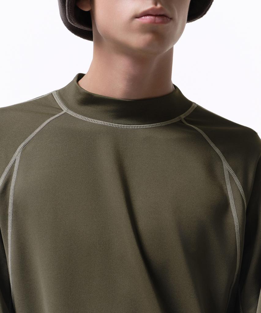MUSINSA STANDARD [City Leisure] Structured Mock Neck Long Sleeve T-Shirt [Olive Green]