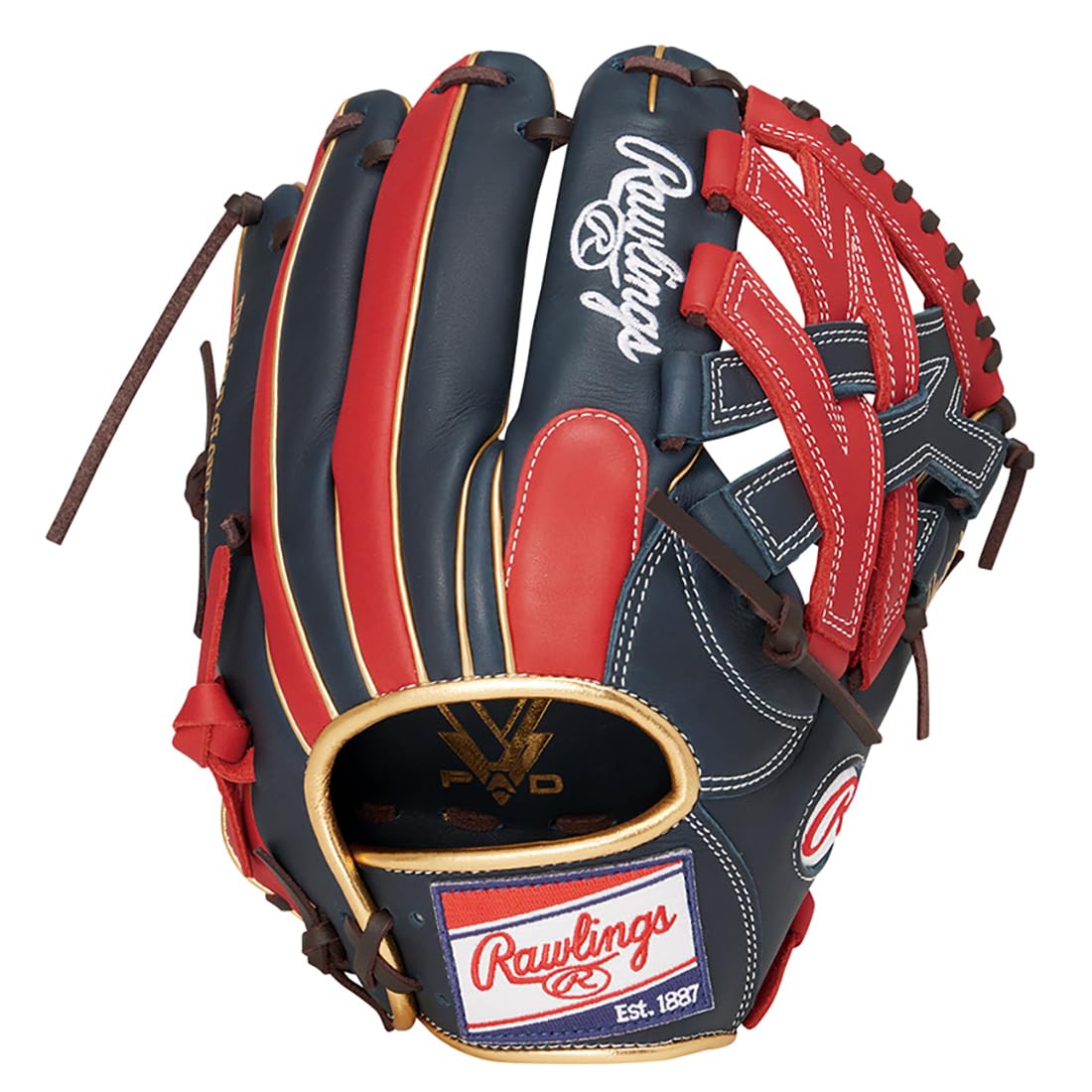 

Мягкая бейсбольная перчатка Rawlings HYPER TECH COLOR SYNC, для универсального использования, GR6HTCN65, Темно-синий/Алый, 11,75 дюйма, Для правшей