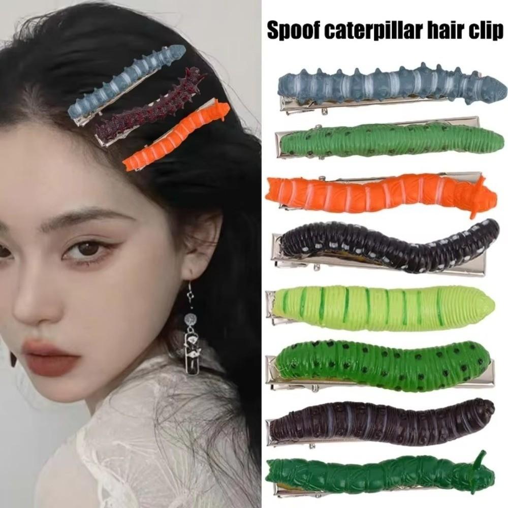 6/12Pcs Creative Caterpillars Hair Clips Realistic Halloween Hair Claw  Holiday Pranks