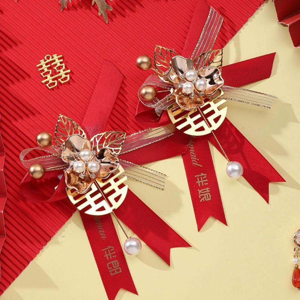 Handmade Banquet Simulation Flower Decorative Bridesmaid Bride Brooch Groom Brooch Wedding Corsage Chinese Style Corsage