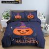 Happy Halloween King Queen Duvet Cover Orange Pumpkin Bedding Set Kids Teens Adults Bats Horror Festival Polyester Quilt Cover