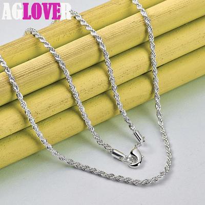 Řetízek s vodními vlnami 925 Sterling Silver 3 mm 16/18/20/22/24/26/30 palcový náhrdelník
