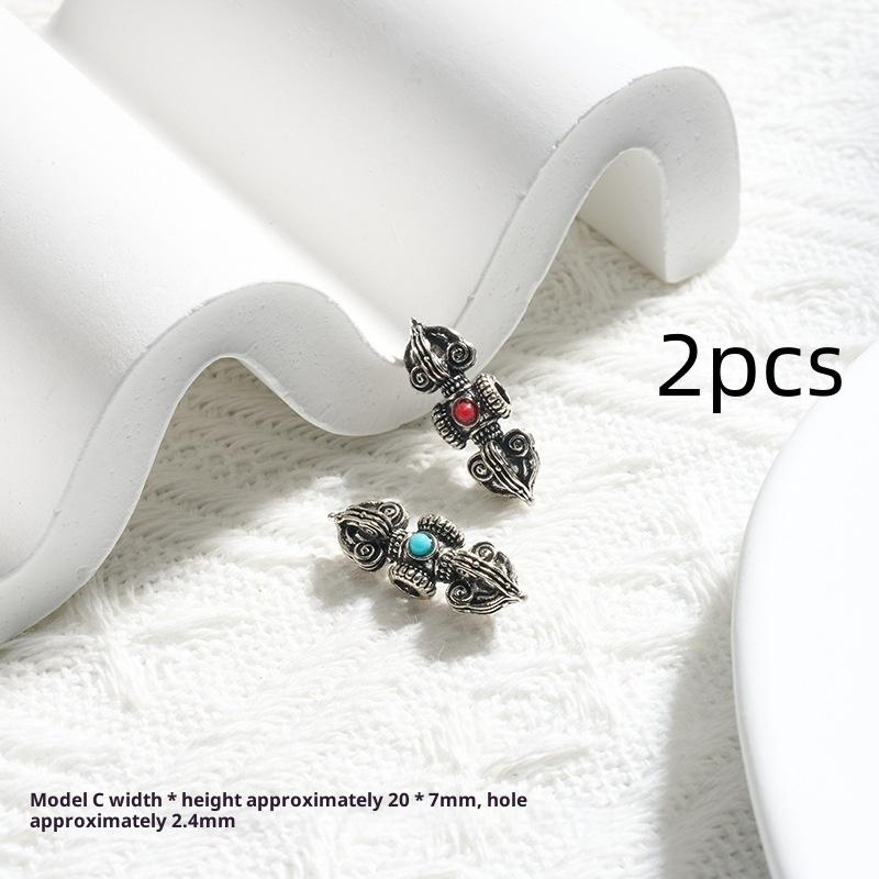 2Pcs 20X7.3Mm Matted Gold/Antique Silver Plated Spacer Beads Alloy Vajra Bell Pendant For Diy Jewelry Making Accessories