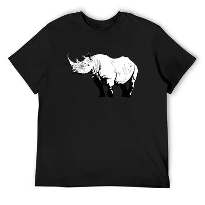 Black Rhino T-Shirt Vintage T Shirts Graphic Tee Shirt Fitted T Shirts For Men