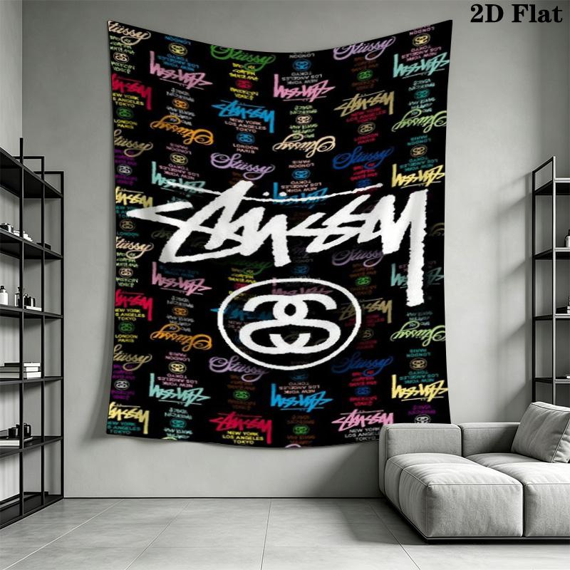 Purple Blue Swirl Marble Tapestry, Streetwear Signature Logo Wall Hanging for Room Aesthetic Decor