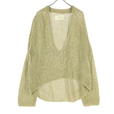 TODAYFUL Langarm V-Ausschnitt, Baumwoll-Leinen-Mischung Strick F beige Damen Gebraucht