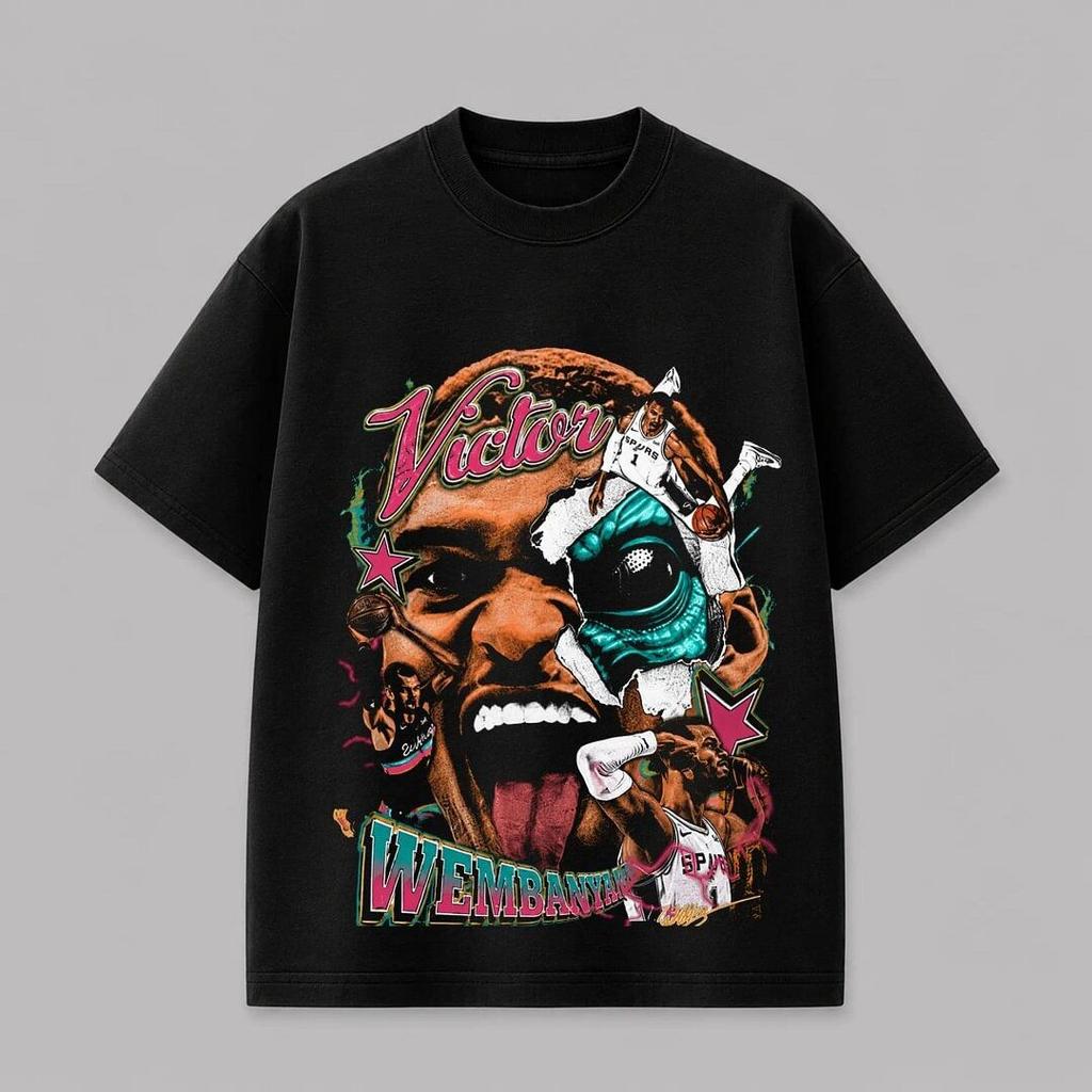 Wembanyama 'The Alien' T-Shirt Oversized Y2k Men Women Cotton Short Sleeved Streetwear Harajuku Female Male Clothing