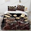 Art Style Unique Drum Kit Music Instruments Guitar Bedding Set Queen/King Size Duvet Cover Comforter Soft Bed Sheet Set Decor