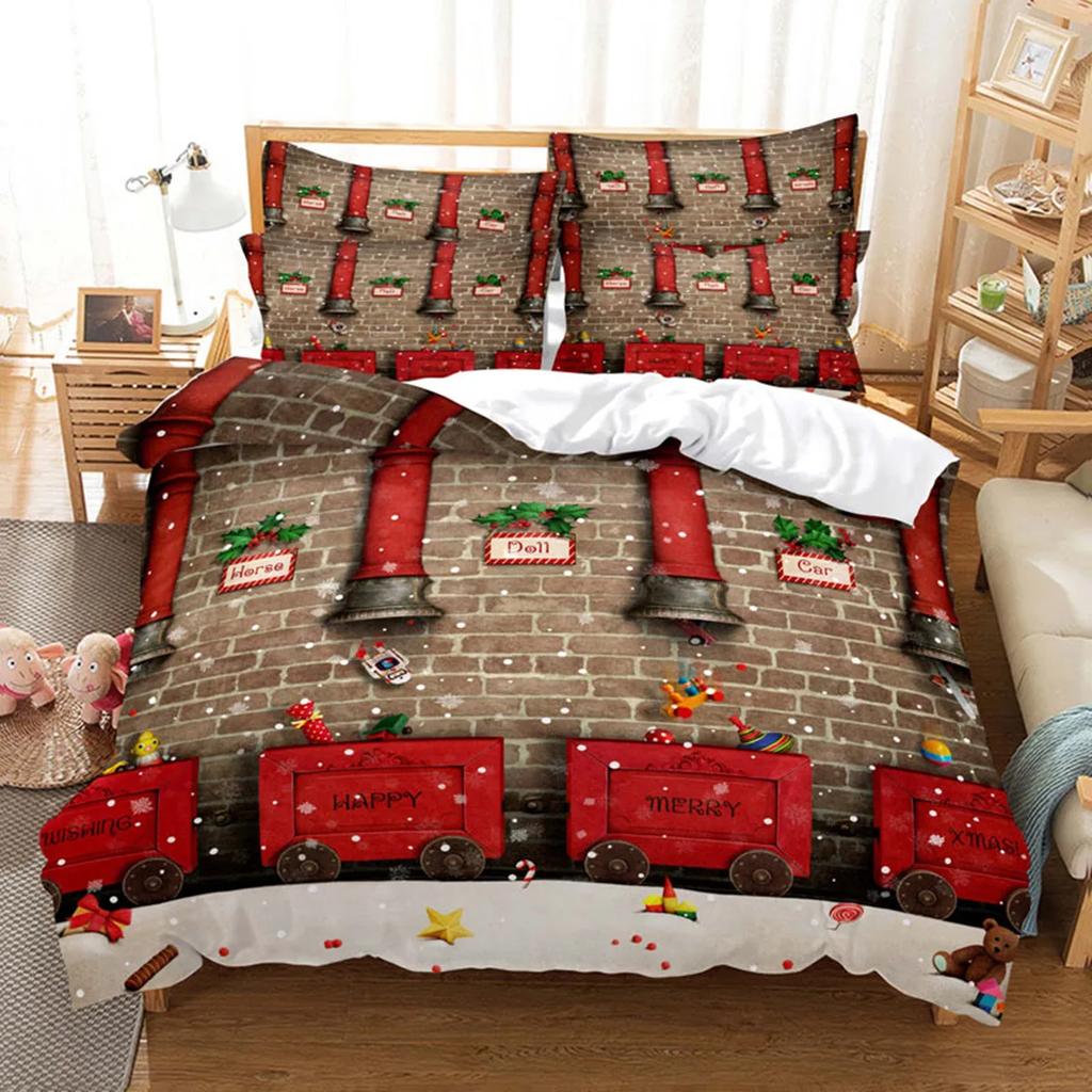 Kerst Dekbedovertrek Queen King Gouden Kerstboom Blauw Wit Beddengoed Set Warme Kerstcadeaus Kamer Decoratie Kinderen Kids