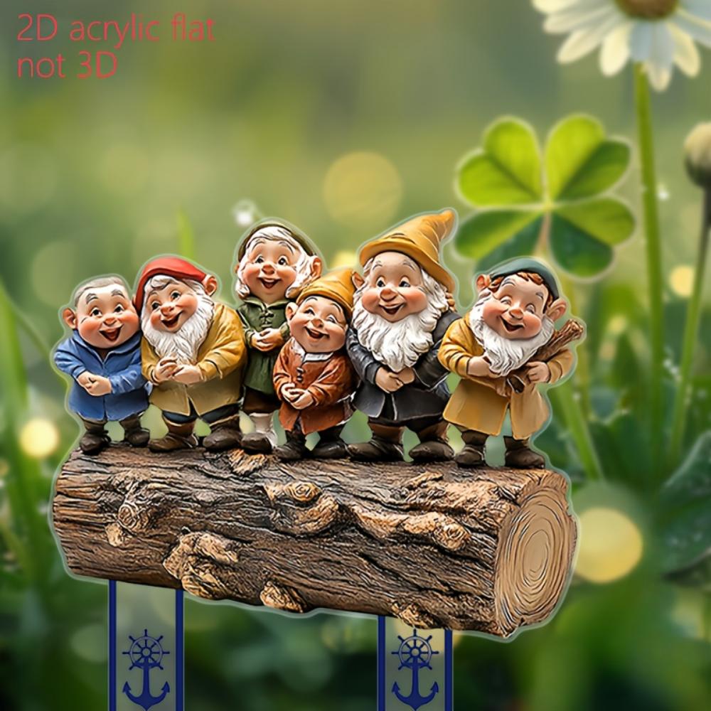 A Group of Happy Dwarfs, 2D Flat Acrylic, Decoration, Suitable for Garden, Lawn, Outdoor, Christmas, Halloween