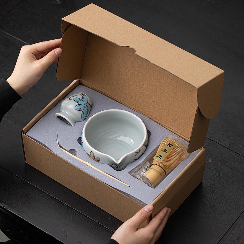 Japanese ice gray matcha tea set Baibenli matcha bowl tea spoon tea whisk tea ceremony tools tea accessories