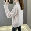 Lace Half High Collar Sweaters Women's Autumn and Winter Large Size Loose Bottom Knitted Pullovers Casual Print Jumpers