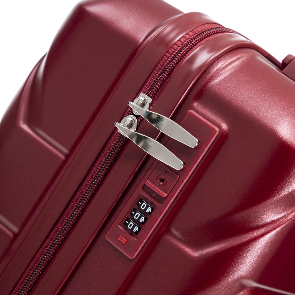 14"/19" 2-piece ABS spinner luggage set with combination lock & 14" cosmetic bag (wine red)