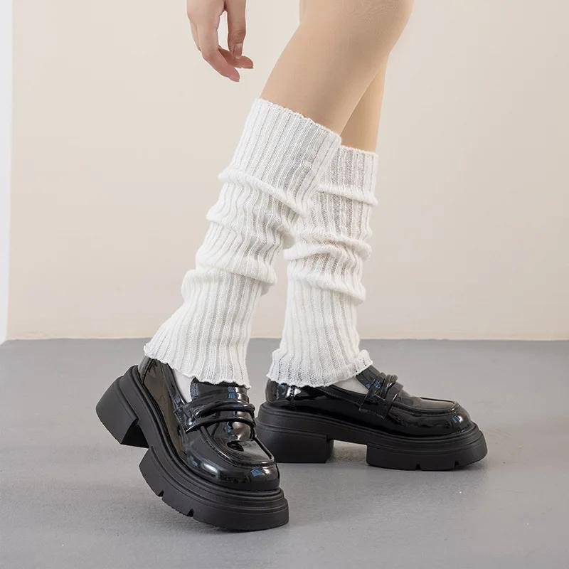 

1 Pair Foot Warmers Uniform Bubble Socks Fashion Korean Lolita Girl Loose Socks Women s Versatile Elephant Socks 50CM чорний