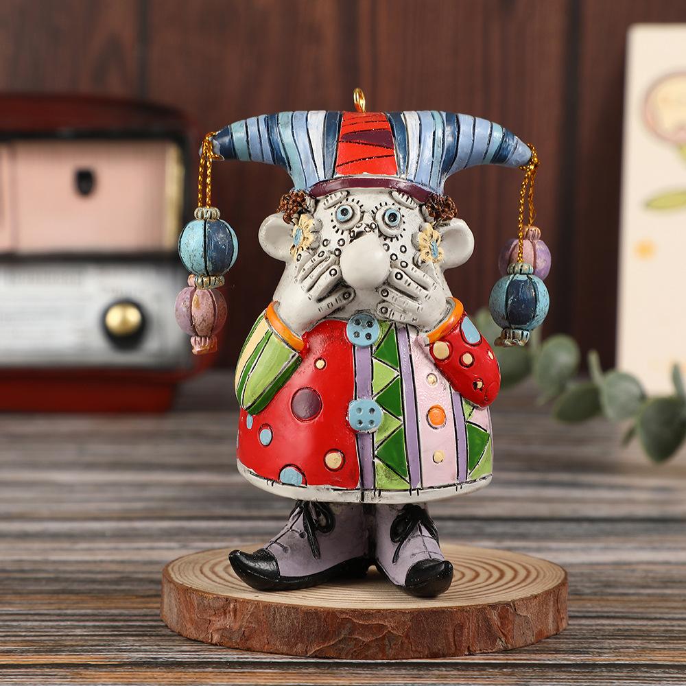 Милая фигурка клоуна, закрывающего лицо рукой, из смолы - Хэллоуинский декор для стола, жуткий настольный декор, готический мультяшный подарок