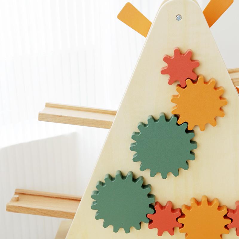 Nordic-style Wooden Windmill Track Glider Hand-eye Coordination Mini Pullback Toy