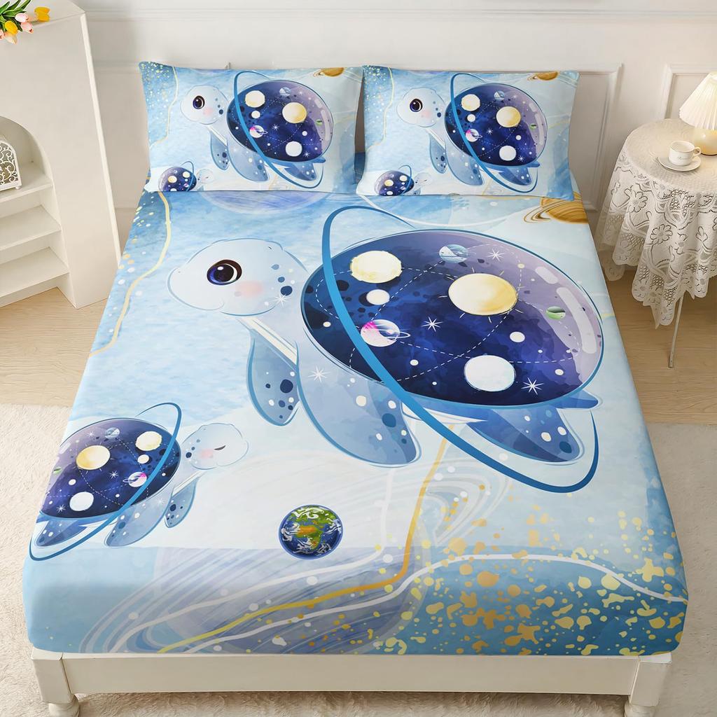 Undersea Creature Dolphin Pattern Mattress Three-Piece Digital Printing Bedding Set Adult Children