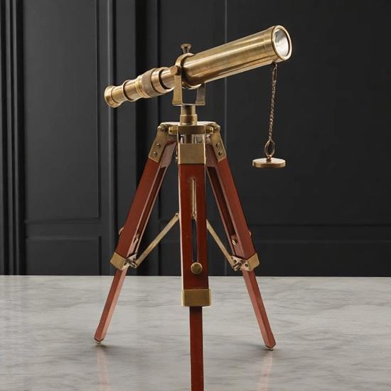 35.6 cm Brass Telescope with Wooden Tripod Gift Wedding, Thanksgiving, Chinese New Year, Christmas, Table top, Home, Office Decor
