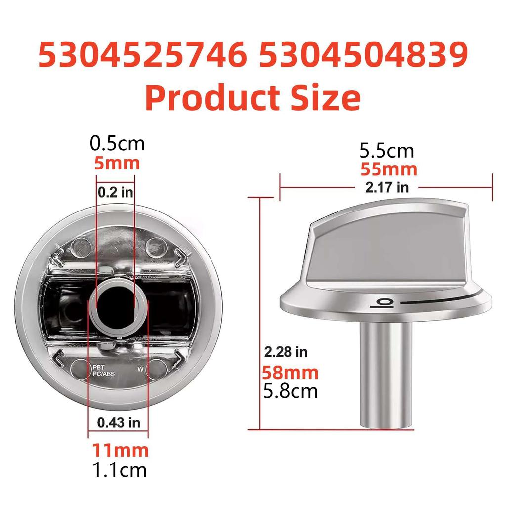 5Pcs/Set Gas Stove Rotary Switch Control Knobs Replacement Parts For Frigidaire Oven Gas Range Accessories 5304504839, AP6997304
