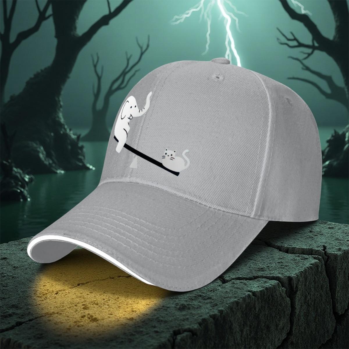 

Elephant Cat Seesaw Balance Graphic Baseball Cap Polyester Casual Golf Streetwear Unisex Hat One Size