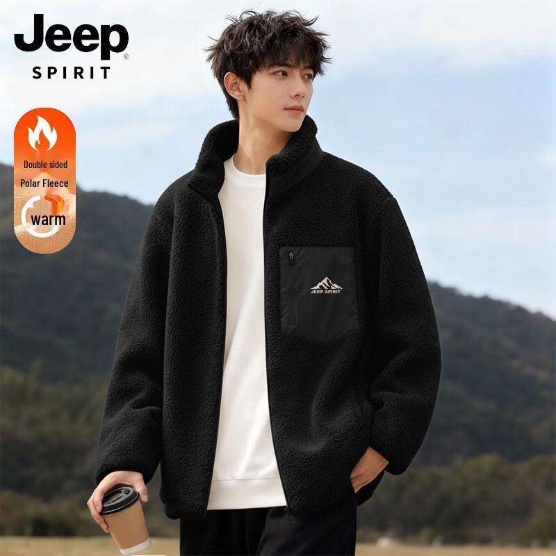 JEEP SPIRIT Men s Winter Fleece Lined Stand Collar Jacket L