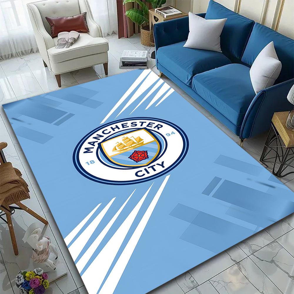 Manchester City Football Club Logo Patterned carpet, suitable as a non slip play mat for the living room and bedroom sofa