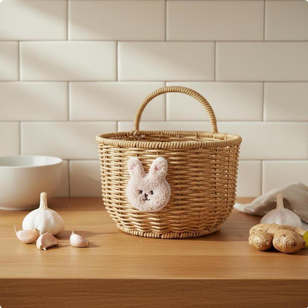Gingers Garlic Storage Basket Easy To Hang Wall WallMounted Versatile Small Woven