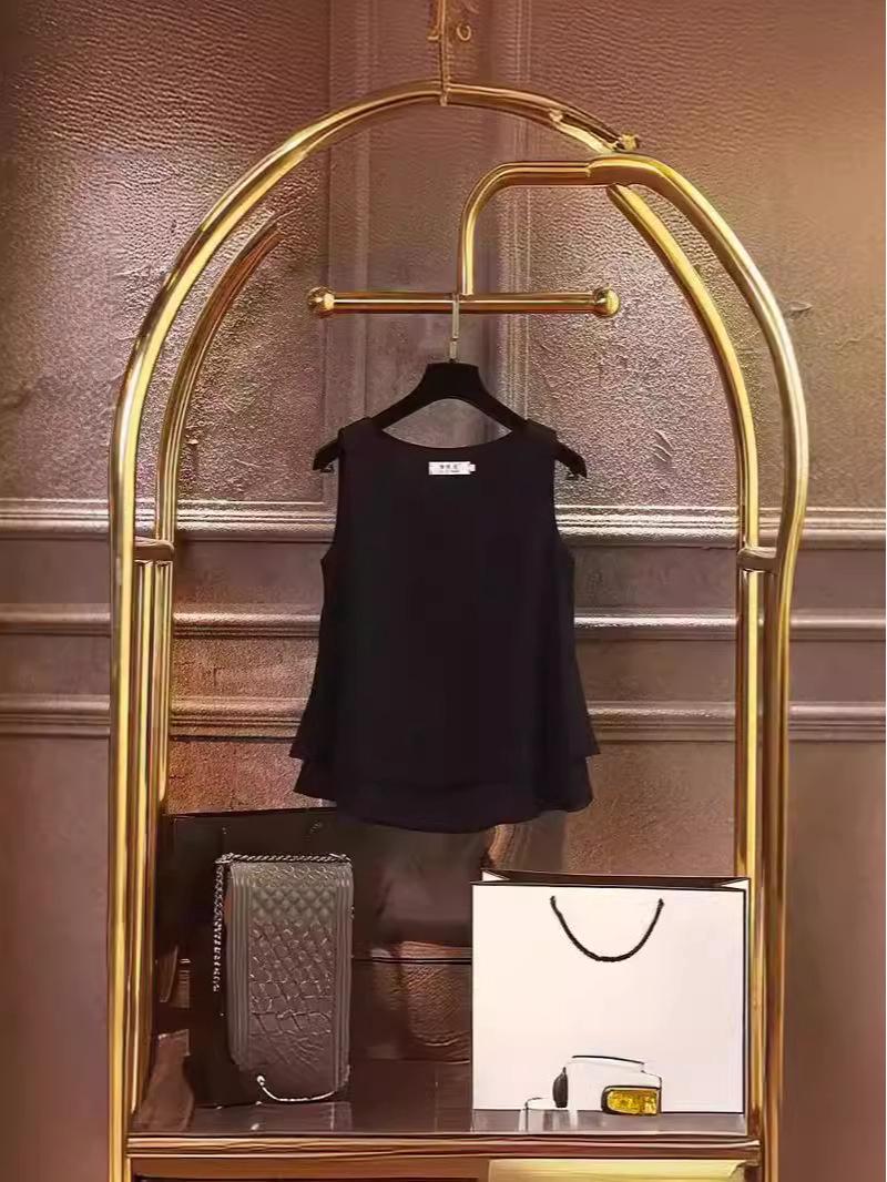 

Женская шифоновая майка большого размера - Без рукавов, Летний топ-ками на свободной посадке XXL (125-135 jin) чёрный