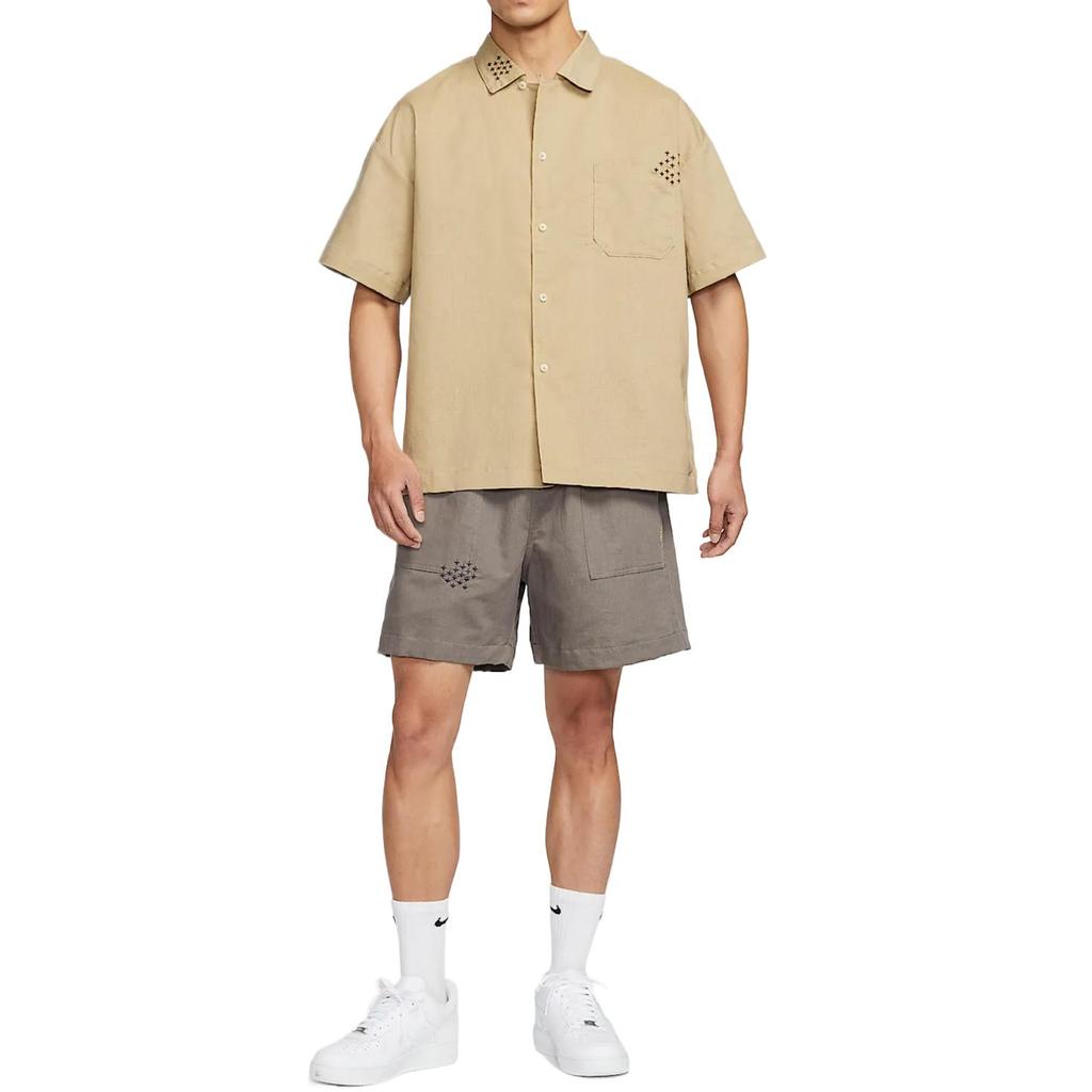 Nike Swoosh Shirts Men's Khaki Lapel Moderate HJ2982-297