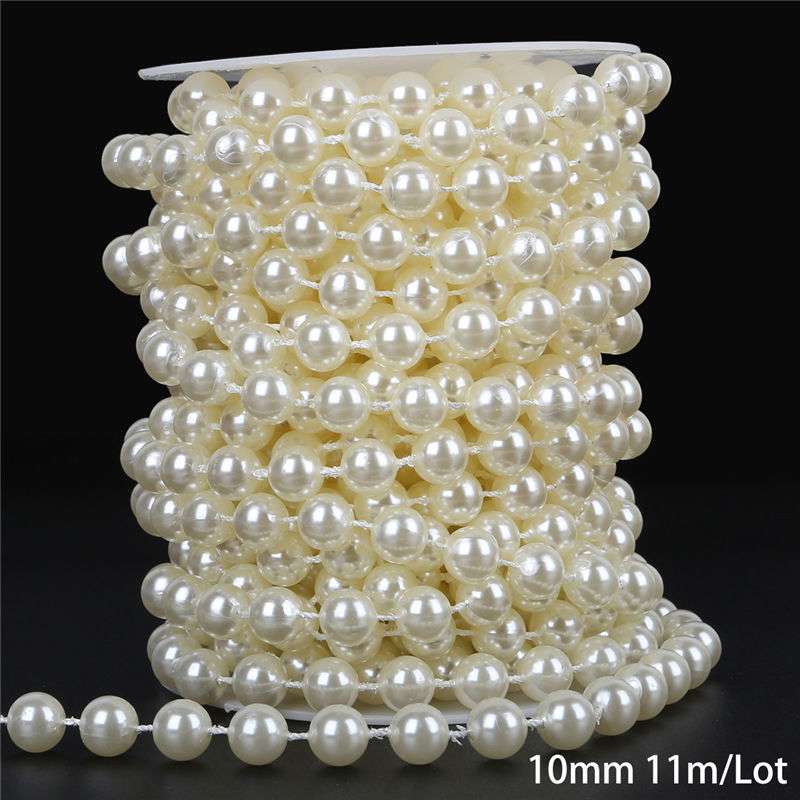 Multi-Size ABS Imitation Pearl Beads Chain Trim for DIY Wedding Dress Costume Applique Craft Accessories