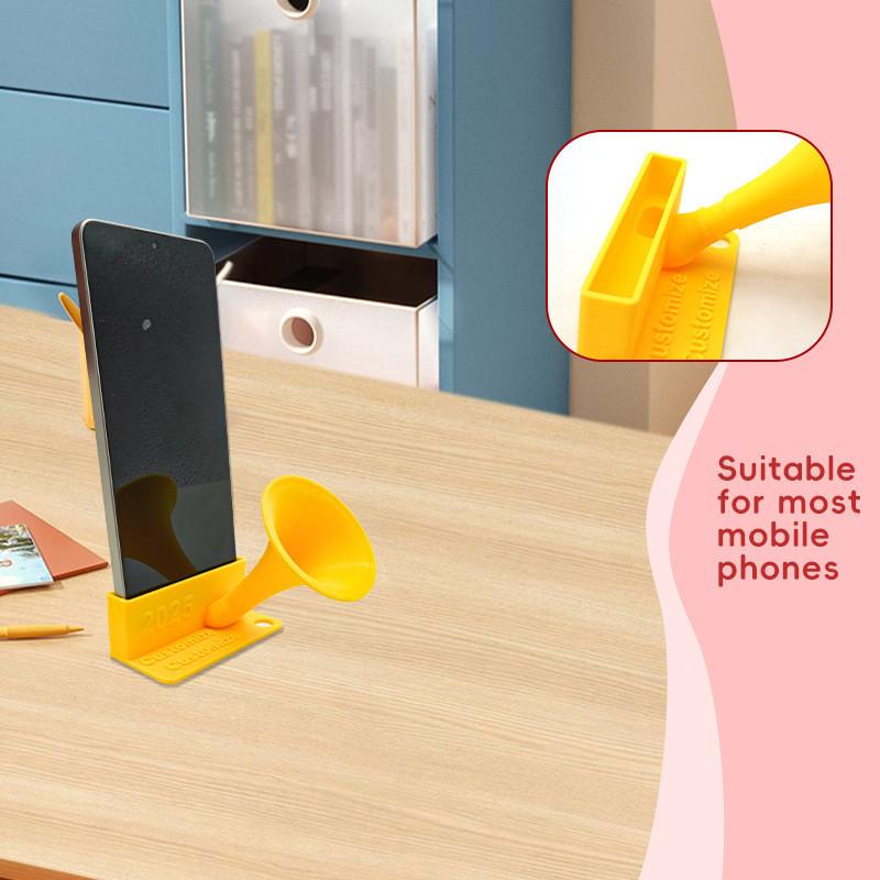 Yellow Plastic Portable Battery Free Speaker Desktop Phone Holder For Music