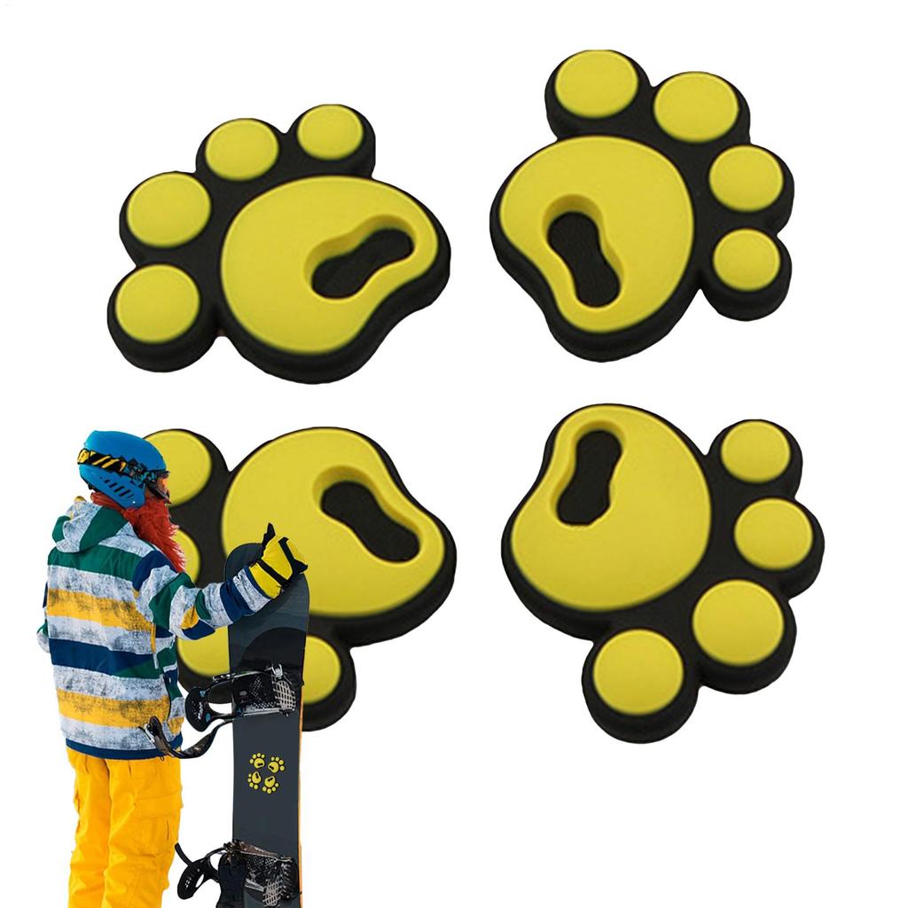 4pcs Snowboard Stomp Pad Self Adhesive High Grip Traction Mat Footprint Shape for Ski Board Control Skis Snowboarding